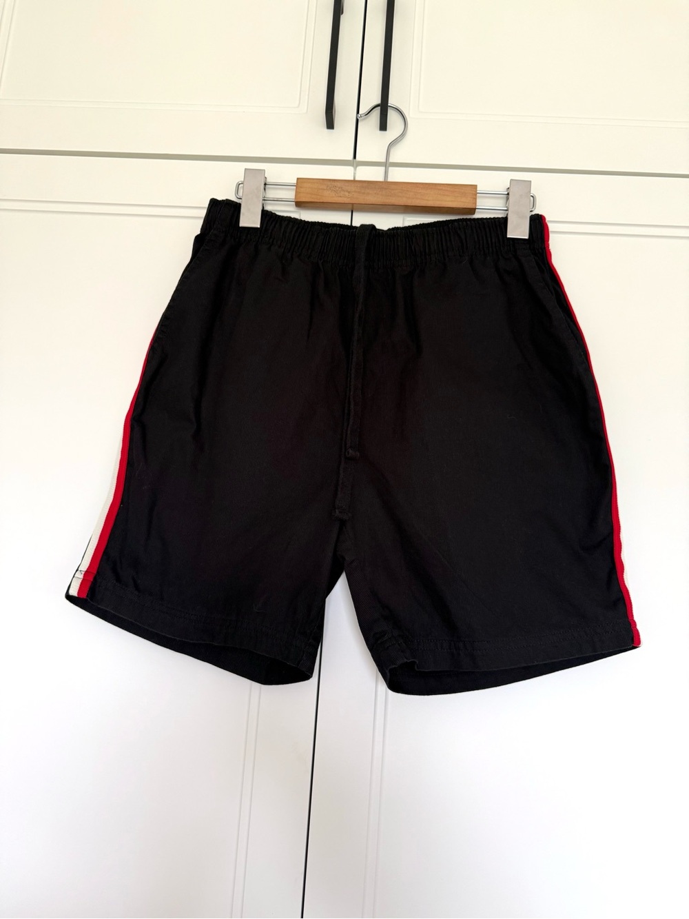 OVO Black Cotton Shorts Red/White Stripe